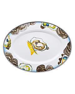 ENAMELED OYSTER OVAL SERVING TRAY