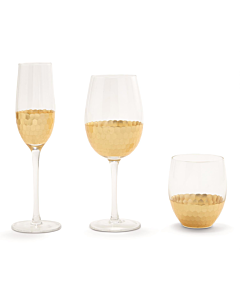 FACETED GOLD WINE GLASS