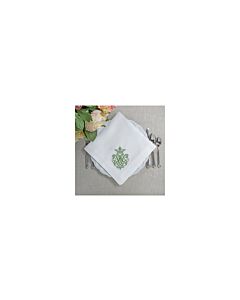 NAPKIN WHITE GREEN EMBROIDERED SOLD AS EACH