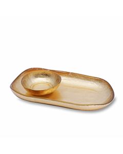 Oval Plate Gold Glass 8X4.25"