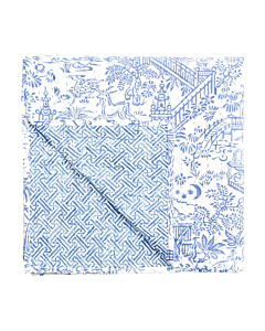 REVERSIBLE BLUE AND WHITE TABLECLOTH 70" SQ