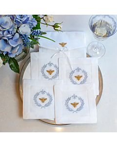 SET OF 4 BEE COCTAIL NAPKINS