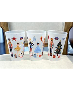 SET OF 6 FROSTED NUTCRACKER CUPS