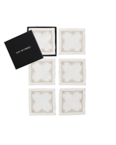 SET OF 6 SILVER AND GOLD COCKTAIL NAPKINS