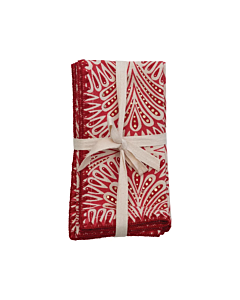 SET/4 NAPKINS RED AND GOLD
