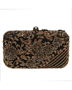 BEADED BLACK AND GOLD CLUTCH