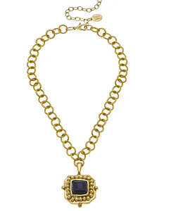 BLACK CRYSTAL PENDANT NECKLACE SUSAN SHAW