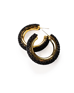 BLACK SPARKLE HOOP EARRINGS
