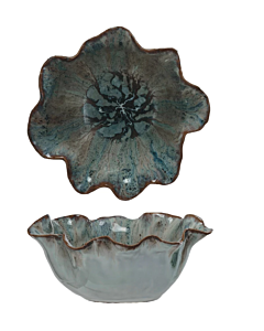 BLUE RUFFLED BOWL 5.75 X 2.