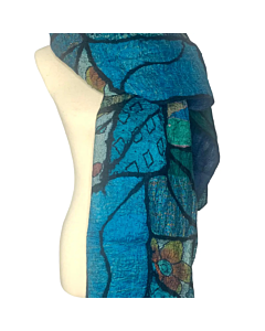 BLUE SARI PATCHWORK SCARF WRAP