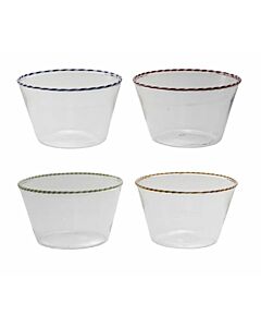 Bowl Glass Striped Rim Asst