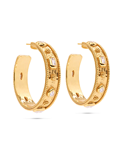 CAPULINE DE WULF CZ AND GOLD BERRY HOOP EARRINGS