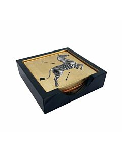 Coaster Set W/ Holder Zebras