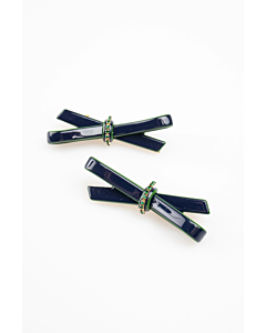 COLOR BLOCK BOW BARRETTES