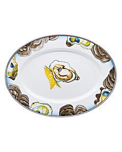 ENAMELED OYSTER OVAL SERVING TRAY
