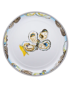 ENAMELED OYSTER ROUND SERVING TRAY