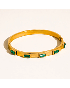GOLD AND GREEN HINGE BRACELET