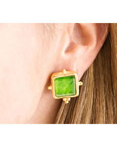 GREEN FRENCH GLASS SUSAN SHAW EARRINGS