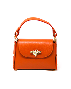 ITALIAN LEATHER BEE HANDBAG ORANGE