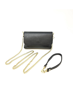 ITALIAN LEATHER CROSSBODY CLUTCH BLACK