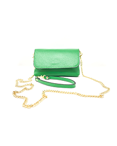 ITALIAN LEATHER CROSSBODY CLUTCH KELLY GREEN