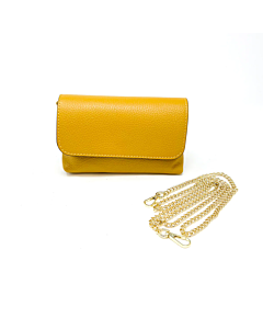 ITALIAN LEATHER CROSSBODY CLUTCH MUSTARD