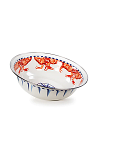 LARGE ENAMELWARE CRAB BOWL GOLDEN RABBIT