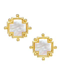 MOTHER OF PEARL CROSS EARRINGS