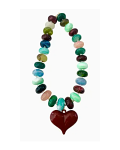 Necklace Beaded Heart Dark Mlt
