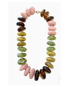 Necklace Chunky Bead Blsh/Grn