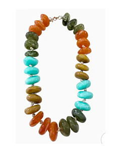 Necklace Chunky Bead Turq/Orng