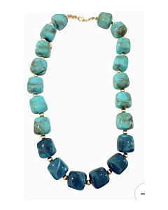 Necklace Chunky Stones Turq