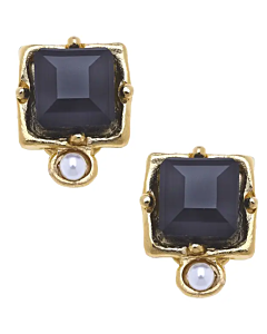 PEARL AND BLACK STONE EARRINGS SUSAN SHAW