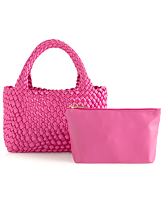 PINK WOVEN CROSSBODY W POUCH