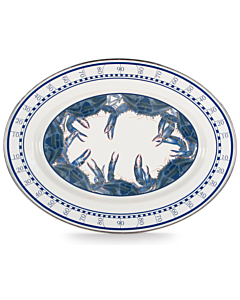 BLUE CRAB OVAL ENAMELWARE PLATTER GOLDEN RABBIT