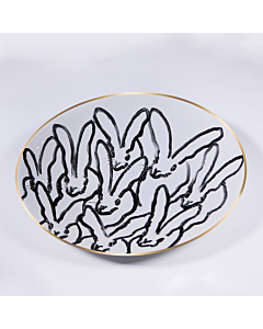 HUNT SLONEM RABBIT RUN SERVING PLATTER 