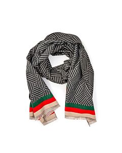 REVERSIBLE SCARF W STRIPE TRIM