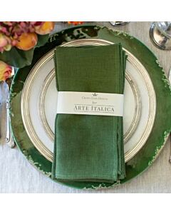 SET OF FOUR WASHED LINEN NAPKINS GREEN