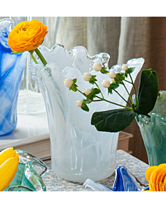 SHORT ONDA WITE GLASS VASE VIETRI