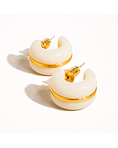 SMALL CREAM HOOP EARRINGS