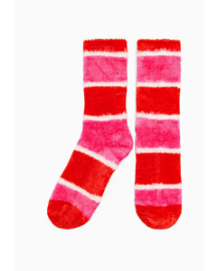 Socks Fuzzy Stripe Pink