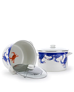 18QT BLUE CRAB ENAMELWARE STOCK POT GOLDEN RABBIT