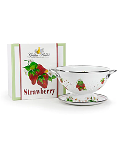 STRAWBERRY ENAMELWARE COLANDER GOLDEN RABBIT