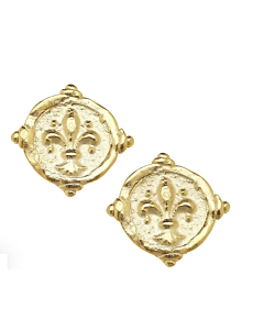 SUSAN SHAW FLEUR DE LIS GOLD EARRINGS