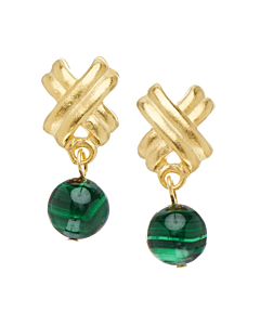 SUSAN SHAW MINI X EARRINGS MALACHITE