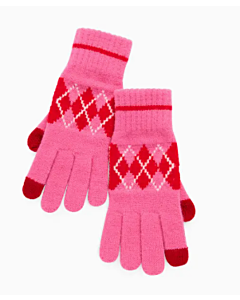 Touchscreen Gloves Argyle Pink