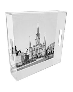 TRAY LUCITE CATHEDRAL 12 INCH SQUARE