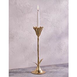 Candle Holder Gold Floral Lg